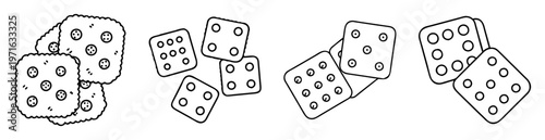 Outlined illustration of crackers and wafer treats on a white background