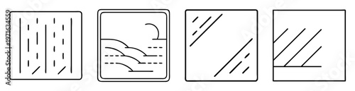 Four abstract artistic representations with lines and simple geometrical patterns illustration