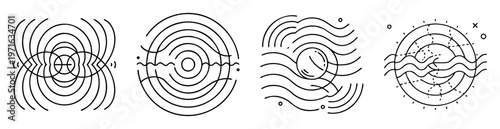 Abstract representation of waves and sound patterns with geometric shapes