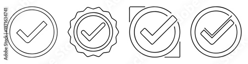 Collection of approved stamp icons in diverse designs and styles