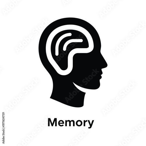 Silhouette of a head highlighting the ear area for memory representation
