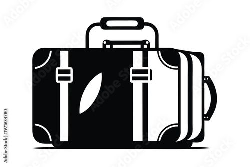 a luggage silhouette line art vector illustration