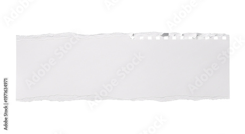 Foto Torn sheet of white paper with rough edges.