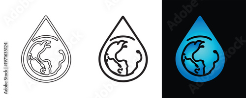 Earth Within a Drop: An artful depiction of the planet earth cradled within a teardrop, symbolizing the critical importance of water for our world. Showcasing global conservation awareness.