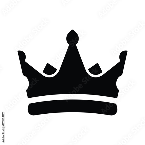 Elegant black silhouette of a regal crown with three prominent peaks and a flat base band
