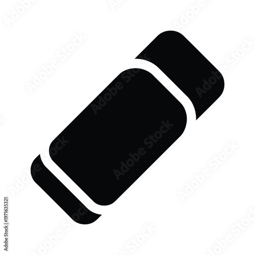 A black and white illustration of a classic pencil eraser attached to a pencil