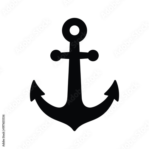 Classic black and white illustration of a nautical anchor symbol