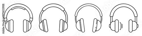 Different types of headphones with varying headband designs and earcup styles