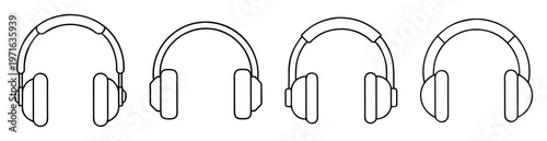 Four different styles of headphones with slightly adjusted headband cushion shapes