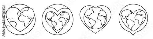 Earth love in various shapes illustrating global affection and environmental care