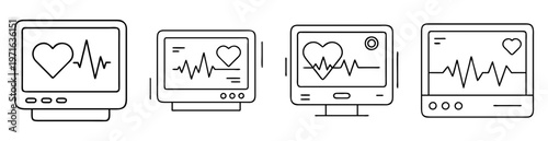 Set of four heart rate monitor devices displayed on a computer screen