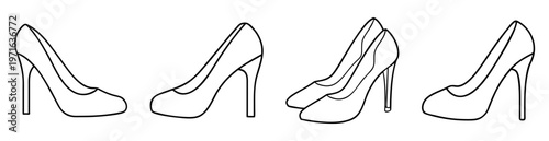 Elegant outline drawing of classic high heel shoes, a timeless fashion statement