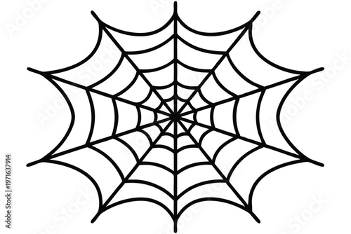 spider web silhouette line art vector illustration