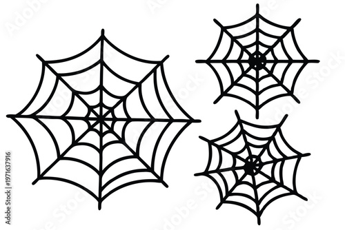 spider web silhouette line art vector illustration