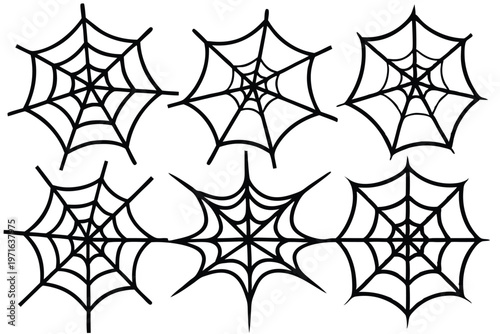 spider web silhouette line art vector illustration