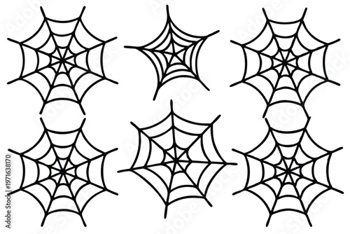 spider web silhouette line art vector illustration