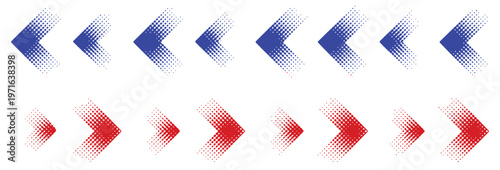 Halftone moving arrow representing speed acceleration fast, retro dotted motion arrow design with stipple effect for movement, energy, and rapid direction change