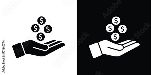Revenue icon clean flat design illustration depicting financial income profit business earning and growth concept