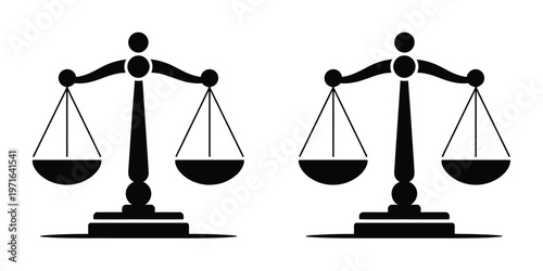 Scale and balance icons clean vector illustration representing justice libra weight comparison for legal judge attorney lawsuit and sentence