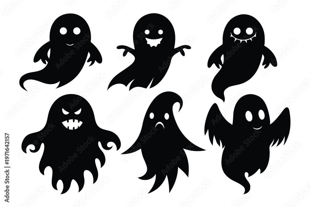 Obraz premium ghost silhouette line art vector illustration