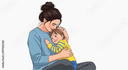 A loving mother holding her baby in a tender and heartwarming moment of affection and care. in white background.