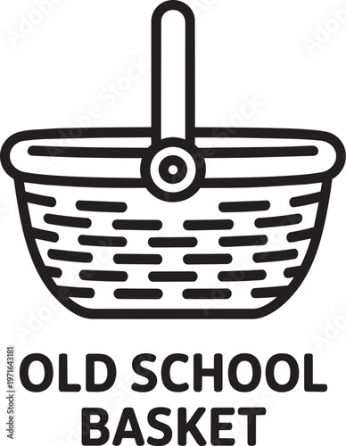 Outline Icon Of A Woven Basket With A Handle, Suitable For Shopping Or Picnic Themes