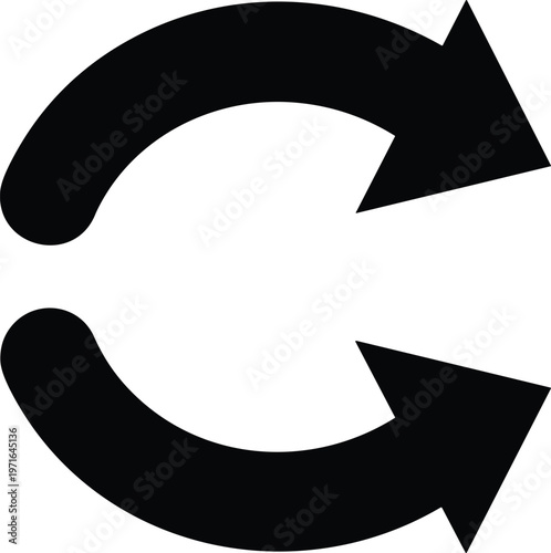 A simple graphic illustration depicts two curved arrows facing opposite directions forming a circular repeating cycle high quality professional detailed modern elegant stylish