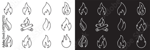 Ember Collection: A set of stylized flame illustrations, perfect for designs that evoke warmth and energy, from a single flickering ember to a crackling bonfire.