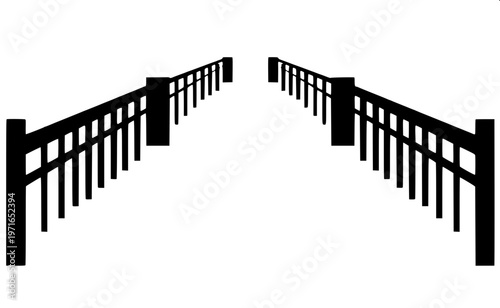 “Balcony fence silhouette with traditional balustrade design, bold black shape, minimalistic vector art, centered composition”