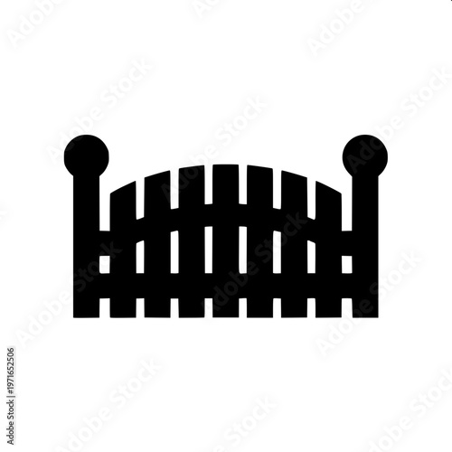 “Balcony fence silhouette with traditional balustrade design, bold black shape, minimalistic vector art, centered composition”