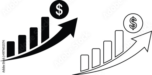 Financial growth and success a dual illustration of increasing profits and positive economic trends