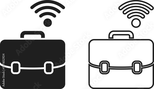 Two suitcases with wi fi signals above them a visual representation of connected travel and modern convenience