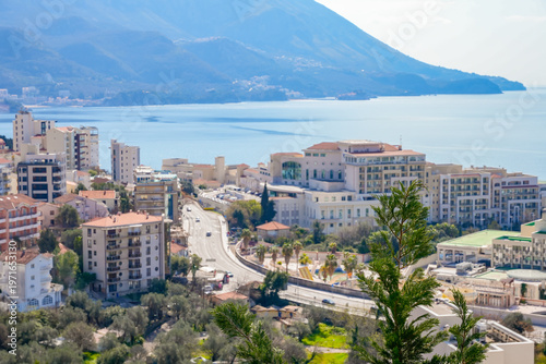Fotografie Panoramic View of Budva and Becici from Above Montenegro Horizontal