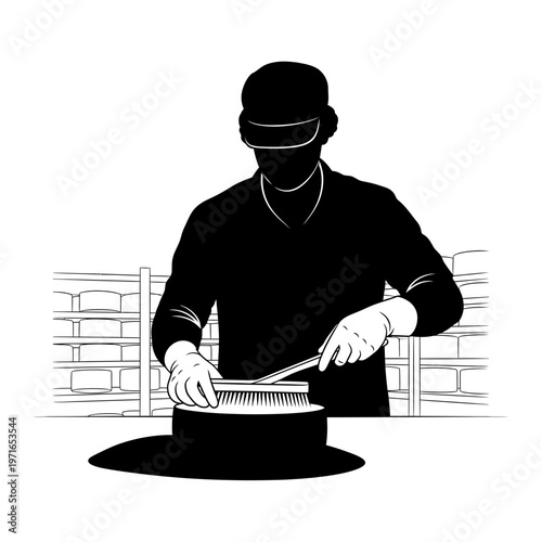 Precision in Process: A focused individual meticulously uses tools, demonstrating skill and dedication to their craft, and precision in every action.