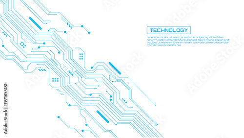 Canvas-taulu Intricate blue circuit board lines and dots forming a digital network pattern wi