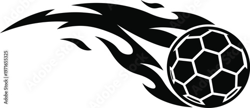 Fiery soccer ball a dynamic emblem for the global soccer championship and international football tournaments
