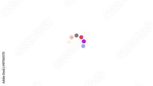 Animated loading spinner with multicolored dots on a white background animation progress