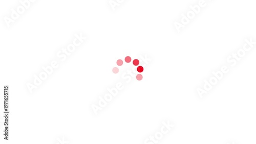 Animated loading spinner with red dots on a white background animation progress