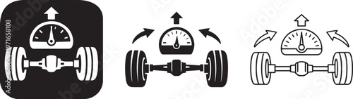 Wheel alignment tire repair service icon set.