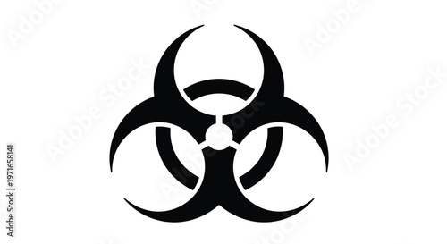 Universal black biohazard symbol used to warn about biological substances that pose a threat to the health of organisms.