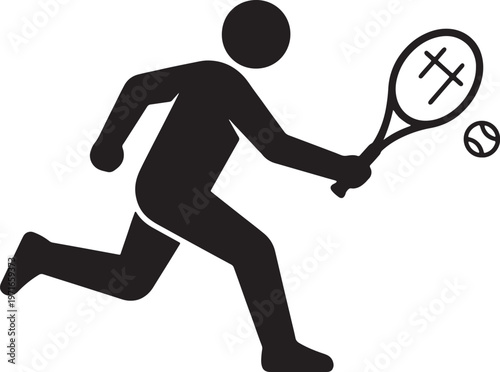Black silhouette of a person playing tennis hitting a ball with a racket also transparent background 1