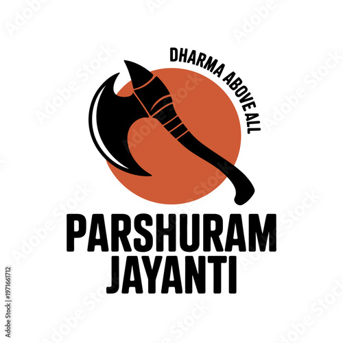 Parshuram Jayanti festival poster with black axe and sun silhouette featuring dharma above all quote