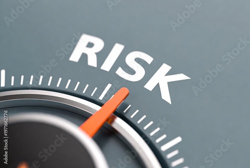 A speedometer gauge indicates “Risk” with a needle pointing toward a high level.