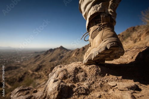 Hiking Boots on Rocky Mountain Trail
