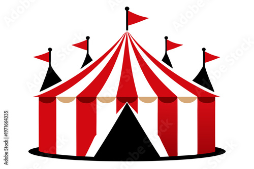 Bright carnival circus tent with flags vibrant festival event vector design