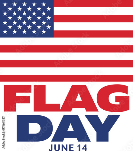 American flag with 'flag day june 14' text overlay