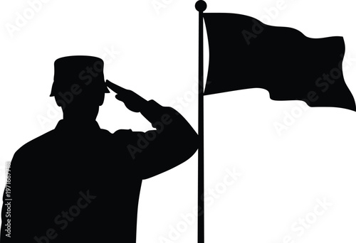 Silhouette of a soldier saluting the american flag