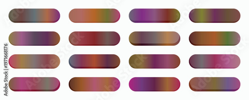A collection of sixteen gradient swatches displays a smooth transition of colors, offering diverse design possibilities for digital art and graphic applications.