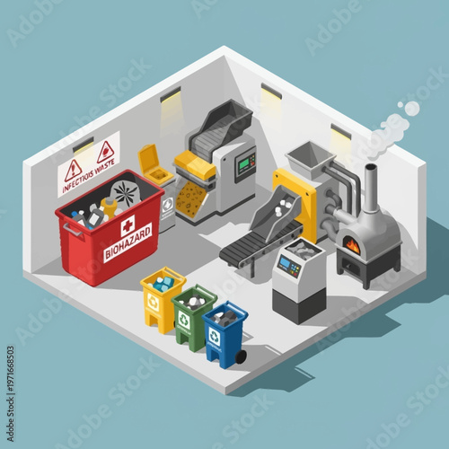Medical Waste Disposal and Recycling Facility Interior.