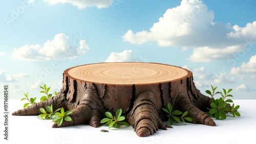 A tree stump with lush green plants growing out of it, perfect for nature or environmental themed projects